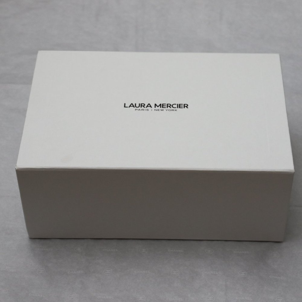 Laura Mercier White Cardboard Magnetic Flap Empty Gift Box White & Black